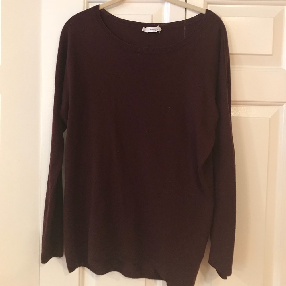 Vince maroon cashmere crew neck sweater